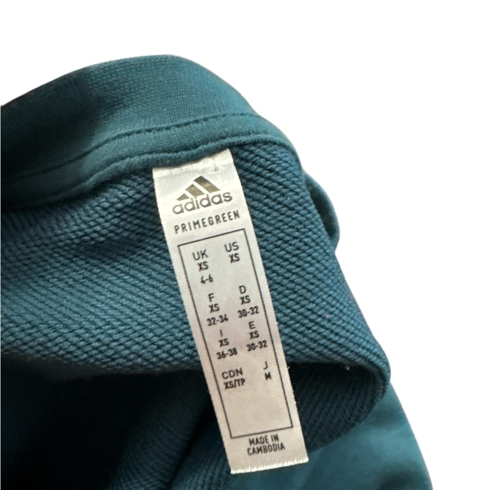 Adidas Women’s Size XS Green And Yellow Crop Sweatshirt Striped Sleeves - Picture 8 of 9
